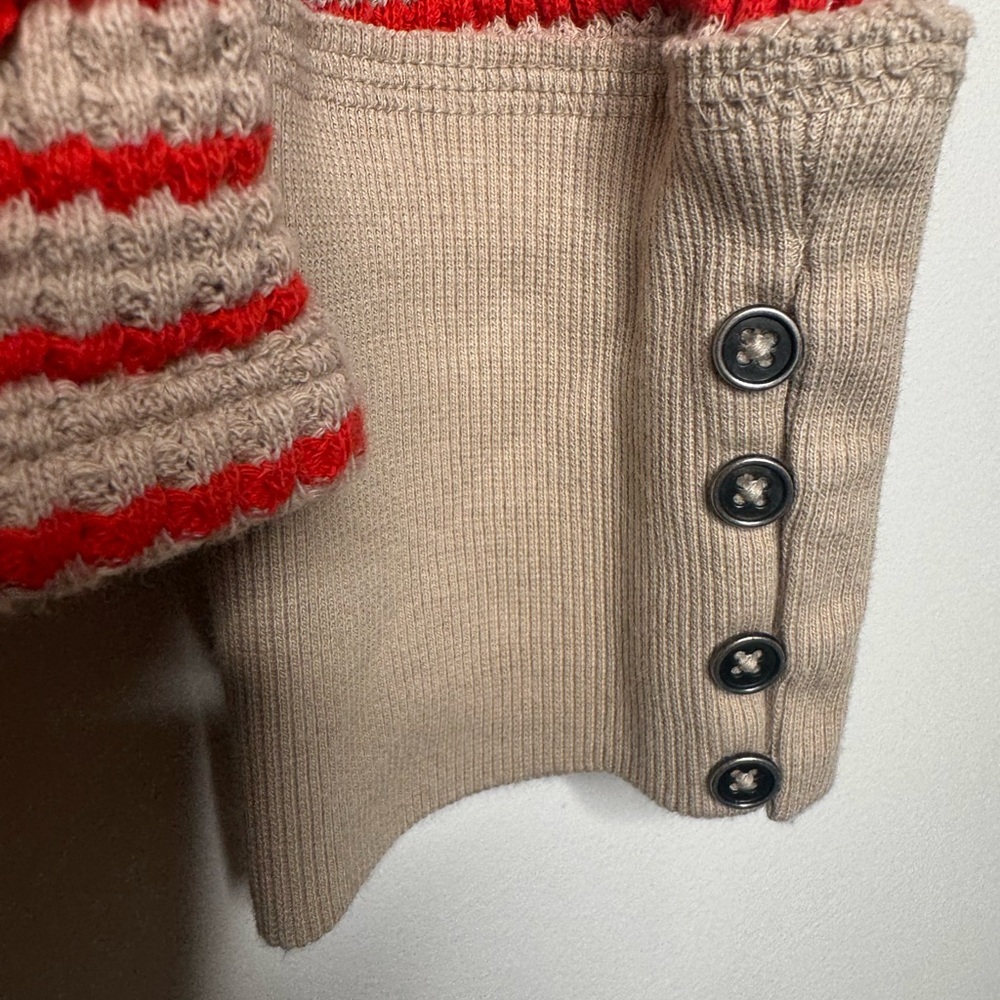Torrid Red Beige Striped Waffle Knit Thermal Long Sleeve Top women's 4X boho - Picture 8 of 8